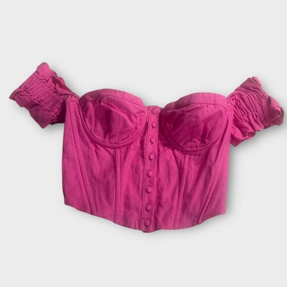 ASTR The Label Corset Top Women's Small Pink Linen Sweetheart Neck Off Shoulder - Picture 3 of 9